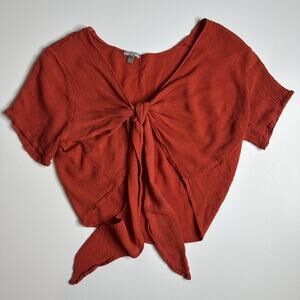 Vintage Y2k Charlotte Russe Tie Front Small Open Cardigan Red Bolero Cropped USA